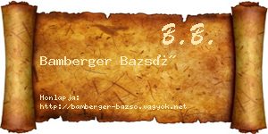 Bamberger Bazsó névjegykártya